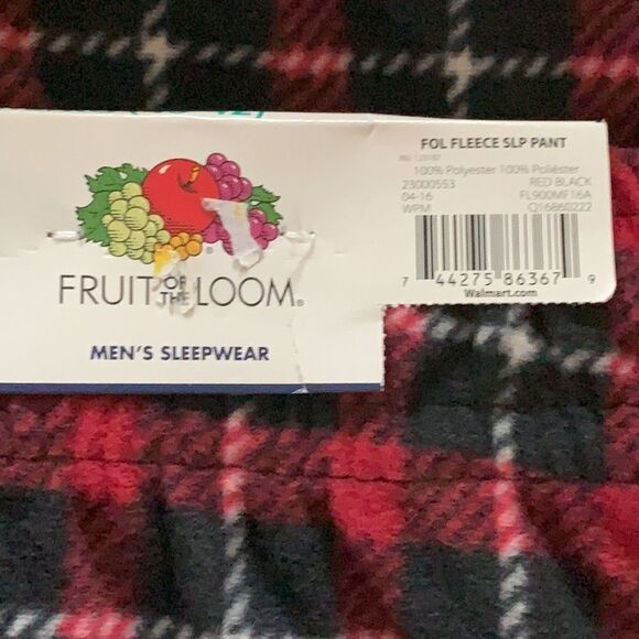 NWT Fruit of the Loom Red and Black Lounge Pants, XL - Picture 3 of 4